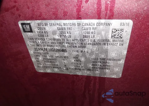 2016 Chevrolet Equinox Lt from USA, damaged, VIN 2GNFLFE38G6296465